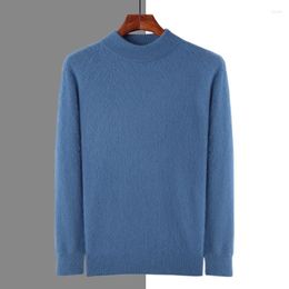 Men's Sweaters Autumn And Winter Semi-high Neck Pullover Mink Cashmere Sweater Solid Colour Fashion Loose Knit Jacket