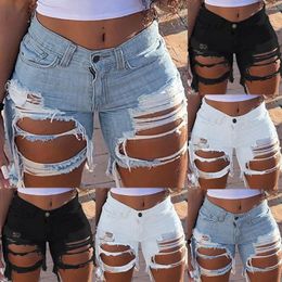 Women's Jeans Fit Pants Women Overalls Distressed Casual Poled Shorts