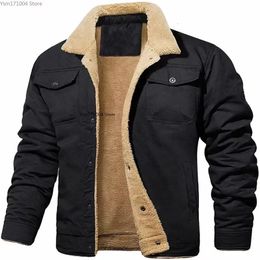 Mens Jackets Winter Bomber Jacket Highquality Male Plush Thicken Wool Lapel Embroidery Thick Warm Cargo Coats 3XL 231030