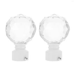 Hangers 2 Pcs Crystal Knobs Curtain Rod Decoration Head Plug Accessories Supplies Final White