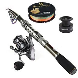 Boat Fishing Rods Sougayilang Carbon Fibre Spinning Rod and Reel Combo Telescopic Carp Pole Kit with Line 231030