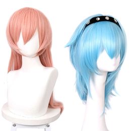 Anime Game Genshin Impact Cosplay Eula / Yanfei Wig Women Girls Halloween Party Heat Resistant Synthetic Hair Wigs C35M136