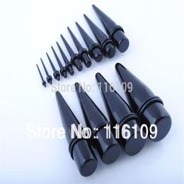 Whole-Min order 10 Big Gauge Black Acrylic Ear Taper Mixed Sizes 16mm-25mm247v