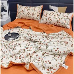 Bedding sets Quilted Pastoral Style Quilt Washed Cotton Linen Comfortable Air conditioning Summer Comforter Soft Breathable Blankets 231030