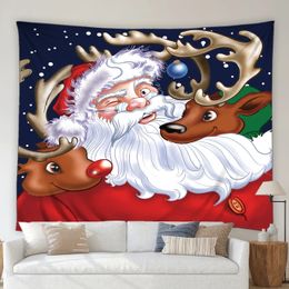 Christmas Decorations Red Tapestry Santa Claus Tree Elk Gift Box Background Decor Cloth Bedroom Living Room Wall Hanging Blanket 231030