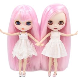 Dolls ICY DBS Blyth Doll matte face white skin 16 joint body Pink hair DIY sd gift toy 231031