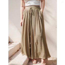 Women's Pants Oversized Plus Size Summer Cotton Line A-LIne Skirts Trousers Baggy Wide Leg Dress Korean Style Women 2023 Clothes