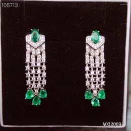 Stud Earrings KJJEAXCMY 925 Sterling Silver Inlaid Natural Emerald Fashion Ladies Ear Support Test