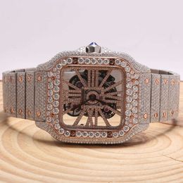 certified vvs gra hip hop gold diamond customize case skeleton with couple stainls steel ladi s925 labgrown watch9H0P