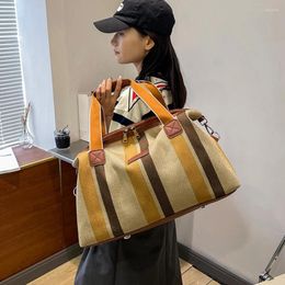 Duffel Bags Casual Canvas Bag Large Capacity Travel Handbag Female Fashion Stripe Carry On Luggage Tote Women Shoulder