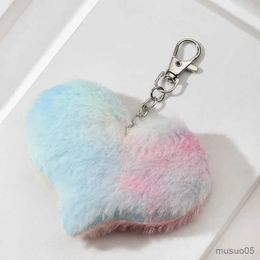 Mobile Phone Chain Creative Dream Color Plush Love Key Ring Fashion Love Bag Pendant Female Car Key Hanging Ornaments R231031