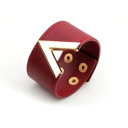 Women's Leather V-shaped Bracelet wild wide leather bracelet fashion Europe and America leather bracelet popular Jewellery Char290r