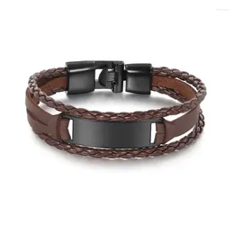 Link Bracelets 316L Stainless Steel Versatile Multi-layer Woven Trendy Men's Leather Bracelet Boho Summer Pulsera Pareja