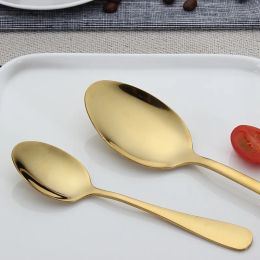 Simple Stainless steel Gold Flatware Sets Spoon Fork Knife Tea Spoon Dinnerware Set Kitchen Bar Utensil Kitchen supplies