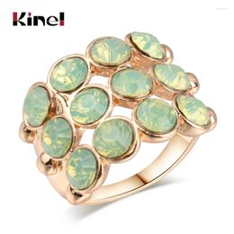 Cluster Rings Kinel Gold Colour Fashion Wedding Engagement Ring For Women Mosaic Opal Vintage Jewellery Exquisite Crystal Gift