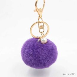 Mobile Phone Chain Creative 6cm Pearl Hairball Keychain Plush Bag Pendant Car Hairball Accessory R231031
