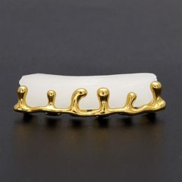 New Custom Fit Gold Colour Hip Hop Teeth Drip Grillz Caps Lower Bottom Grill Silver Grills275f