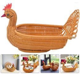 Dinnerware Sets Decorative Basket Imitation Rattan Storage Coffee Table Decorations Tabletop Tray Pp