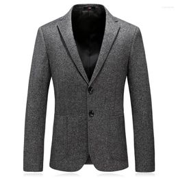 Men's Suits Winter Classic Business Grey Suit Jacket For Men Slim Fit Blazer Casual Wedding Groom Formal Outwear