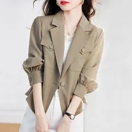 Women's Trench Coats Autumn 2023 Korean Version Blazer Collar Long Sleeved Ladies Coat Versatile Loose Short Female Windbreaker Jacket