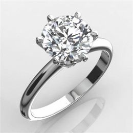 Classic Luxury Real Solid 925 Sterling Silver Ring 2Ct Round-cut SONA Diamond Wedding Jewelry Rings Engagement For Women SZ 4-10 S233C