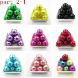 Other Whole Part 2-1 6mm-8mm-10mm-12mm-14mm-16mm-18mm-20mm Imitation Acrylic Pearl Chunky Beads DIY Hand Made Jewelry Beads343O