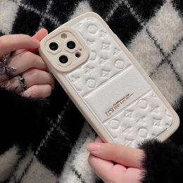 Designer Phone Cases For iphone 15 peomax 14 13 12 Pro Max Case Luxury LU Leather phonecase letters flower embossed cover pink soft shell