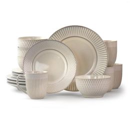 Dinnerware Sets Market Finds 16 Piece Round Stoare Set In Embossed White