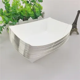 Gift Wrap 100pcs White Kraft Paper Food Boxes For Fried Chicken Fries Snack Packaging Box Party Supplies Take Out