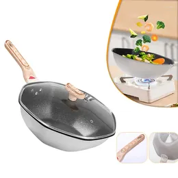 Pans 12inch Nonstick Octagonal Wok Deep Frying Pan With Lid Induction Cooker Gas Stove Cooking Pots Chef Sauce Utensils