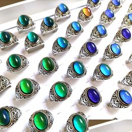 Band Rings Man Woman Change Colour Mood Ring Emotional Temperature Sensitive Glazed Male Female Fashon Rings Gift Jewellery Drop Delivery Dhvdo