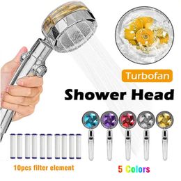 Bathroom Shower Heads High Pressure Turbo Fan Shower Head 360° Swivel Water Saving Propeller Flow Showerhead with Filter Rainfall Bathroom Accessories 231031