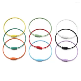 Keychains SAUVOO 5pcs/lot 16cm Stainless Steel Wire Colorful Keychain Rings Cable Loop Screw Lock Rope Key Holder Keyring Outdoor Tools