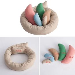 Pillows 6 PCS/Set Baby Po Shoot Wheat Donut Posing Props Baby Pillows Ring born Pography Props Basket Filler Fotografia 231031