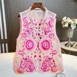 Ethnic Clothing High-Quality Spring/Summer Chinese Style Single Breasted Embroidered Organza Silk Lady Hanfu Vest S-XXL