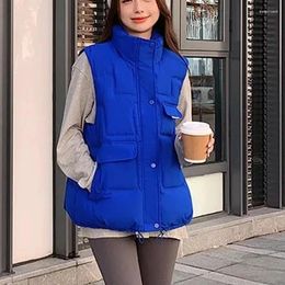 Women's Trench Coats Stand Collar Loose Casual Thickened Warm Cotton Vest 2023 Autumn/Winter Fashion Solid Colour Zipper Jacket