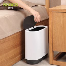 Waste Bins Ecoco 10L Trash Cans For The Kitchen Bathroom Wc Garbage Rubbish Bin Large Capacity Dustbin Bucket Crack Press-Type Waste Bin 231031