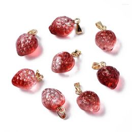 Pendant Necklaces 20pcs Clear Glass Strawberry Pendants Two Tone Spray Painted Charms For Jewellery Making DIY Bracelet Necklace Keychins