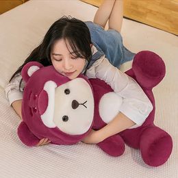 Plush Dolls Cute Toys Transformation Strawberry Pink Bear White Teddy Wearing Anime Soft Fluffy Christmas Gift For Kid Girl 231030