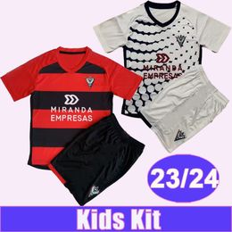 2023 2024 Mirandes Kids Kit Soccer Jerseys A. REINA CARLOS MARTIN BAEZA DAVID V. BARBU S. BARCIA TACHI AARO SANZ Home Away Footall Shirts
