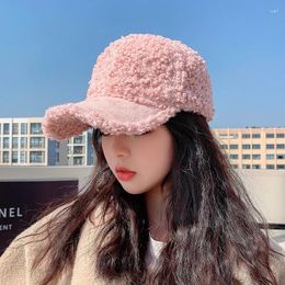 Ball Caps 2023 Solid Women Lamb Wool Baseball Cap Teddy Cashmere Fashion Warm Capss For Girls' Daily Wear Winter