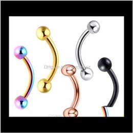 eyebrow piercing stud 8mm Banana Ring Sets Whole 120Pcs Fashion Body Jewelry Stainless Steel Ear Barbell Mix 5 Color234s