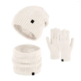 Ball Caps Women&Men Autumn Winter Warm Cute Wool Hat Scarf Gloves Slouchy Three Pieces Snow Knit Cap Screen Set For Girls