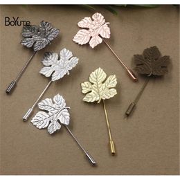 BoYuTe 20Pcs 5 Colors Plated Vintage Style 29 32MM Maple Leaf Base Brooch Pins Diy Jewelry Accessary199B