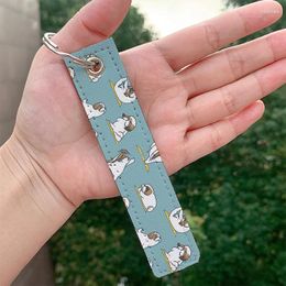 Keychains Fashion Shih Tzu Yoga Keychain Cute Strap Keyrings Hanging Holder Bag Car Wallet Trinket