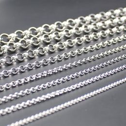 12meter lot whole stainless steel Round Rolo Chain Link DIY Jewellery Marking findings chains 2 5mm 3mm 4mm 6mm294a