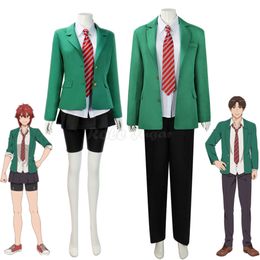 Tomo Aizawa / Junichirou Kubota Green School Uniform Cosplay Costume Anime Tomo-chan is A Girl Halloween Party Suits