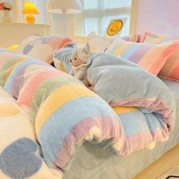 Bedding sets Winter Thick Warm Plush Comforter Cover Queen Sets Cartoon Quilt Bed Sheet Pillowcase 4pcs Luxury Linens 231030