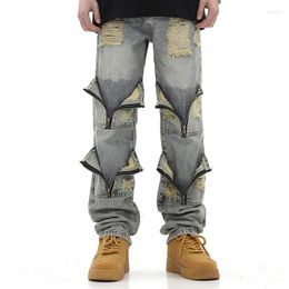 Women's Jeans Women Men Unisex Retro Hip Hop Punk Y2K Zipper Ripped Straight Oversized Couple Baggy Outdoor Sports Cargo Pants