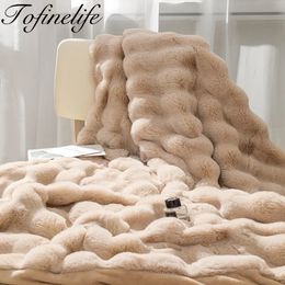 Blankets 2023 Winter Autumn Luxury Imitation Fur Plush Blanket Warm Super Soft Bed Sofa Cover Fluffy Throw Bedroom Couch 231030